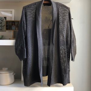The Limited Charcoal Gray Open Knit Cotton Cardigan Sweater Size Small